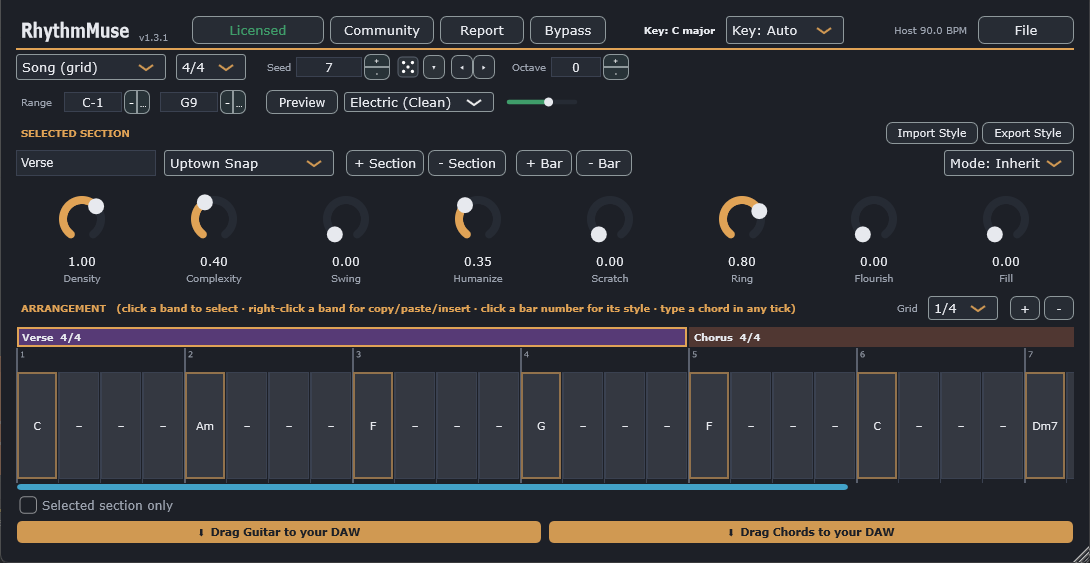 The RhythmMuse plugin interface